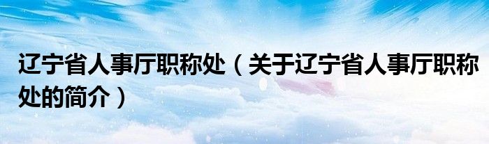 遼寧省人事廳職稱處（關(guān)于遼寧省人事廳職稱處的簡介）