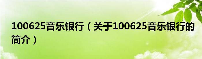 100625音樂銀行（關(guān)于100625音樂銀行的簡介）