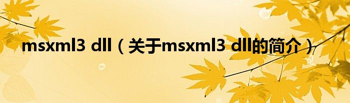 msxml3 dll（關(guān)于msxml3 dll的簡(jiǎn)介）