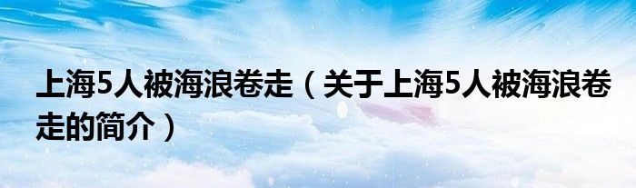 上海5人被海浪卷走（關(guān)于上海5人被海浪卷走的簡(jiǎn)介）