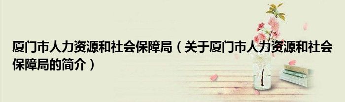 廈門市人力資源和社會保障局（關(guān)于廈門市人力資源和社會保障局的簡介）