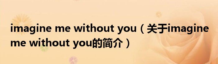 imagine me without you（關(guān)于imagine me without you的簡介）