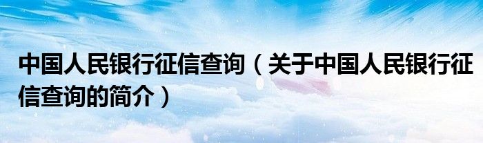 中國人民銀行征信查詢（關于中國人民銀行征信查詢的簡介）