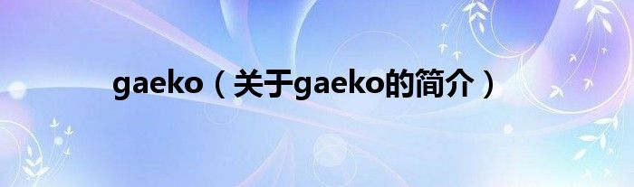 gaeko（關(guān)于gaeko的簡(jiǎn)介）