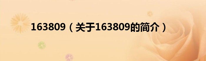 163809（關(guān)于163809的簡(jiǎn)介）