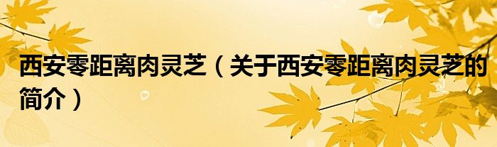 西安零距離肉靈芝（關(guān)于西安零距離肉靈芝的簡(jiǎn)介）