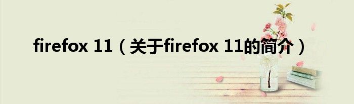 firefox 11（關(guān)于firefox 11的簡介）