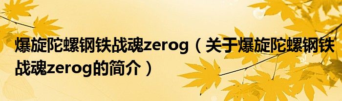 爆旋陀螺鋼鐵戰(zhàn)魂zerog（關(guān)于爆旋陀螺鋼鐵戰(zhàn)魂zerog的簡(jiǎn)介）