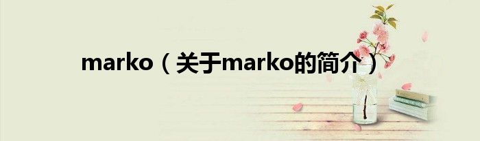 marko（關(guān)于marko的簡介）