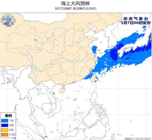 海上大風(fēng)預(yù)警：黃海、東海及臺灣附近海域強風(fēng)來襲