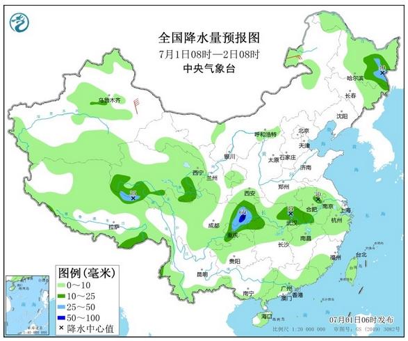 新一輪降雨過程接踵而至，華北黃淮高溫范圍縮減，注意防暑降溫和強(qiáng)降雨