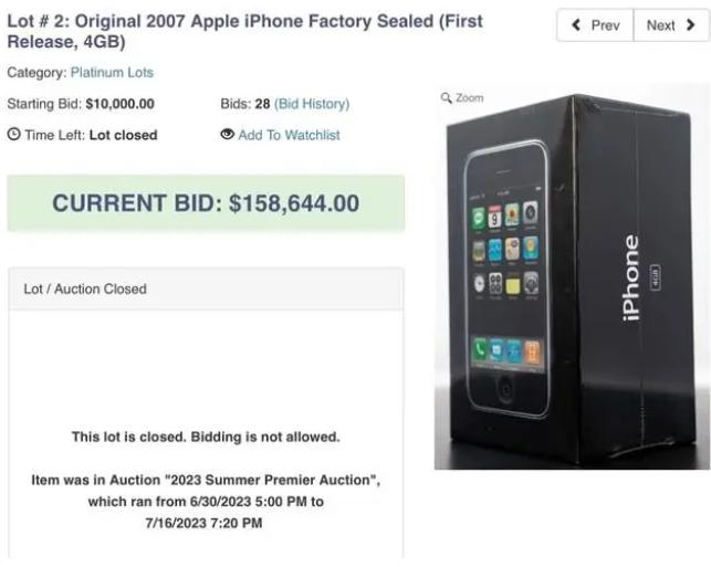 創(chuàng)世紀(jì)之珍：未拆封的4GB初代iPhone以天價拍賣成交